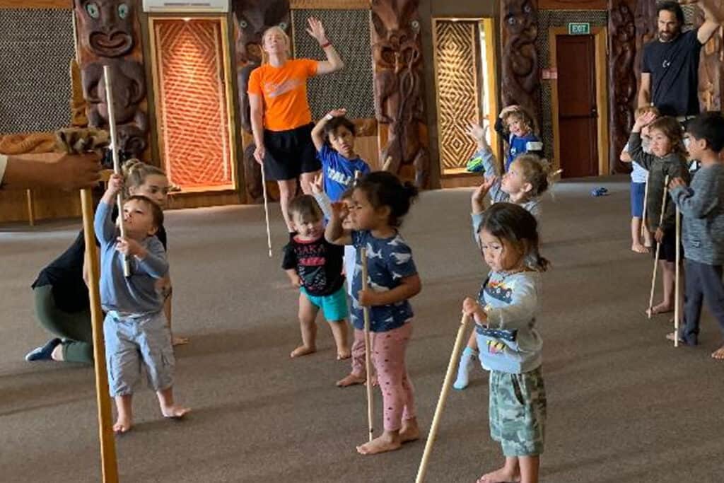 young children at marae - Maori performance