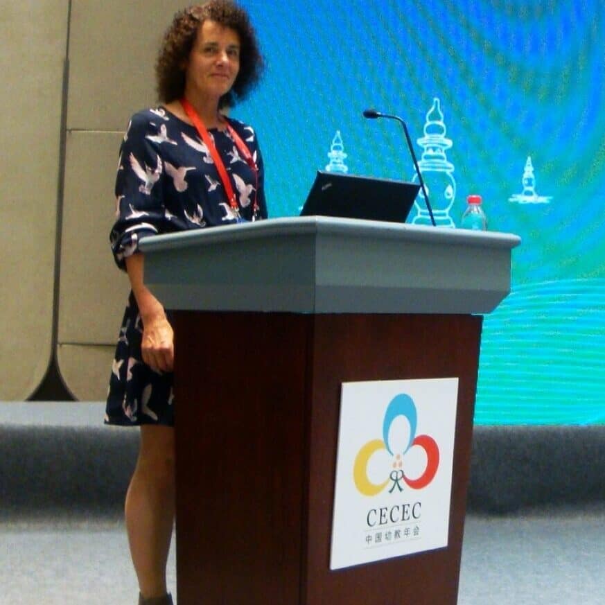 Dr Sarah Alexander presenting on NZ early childhood education at a Conference in China.