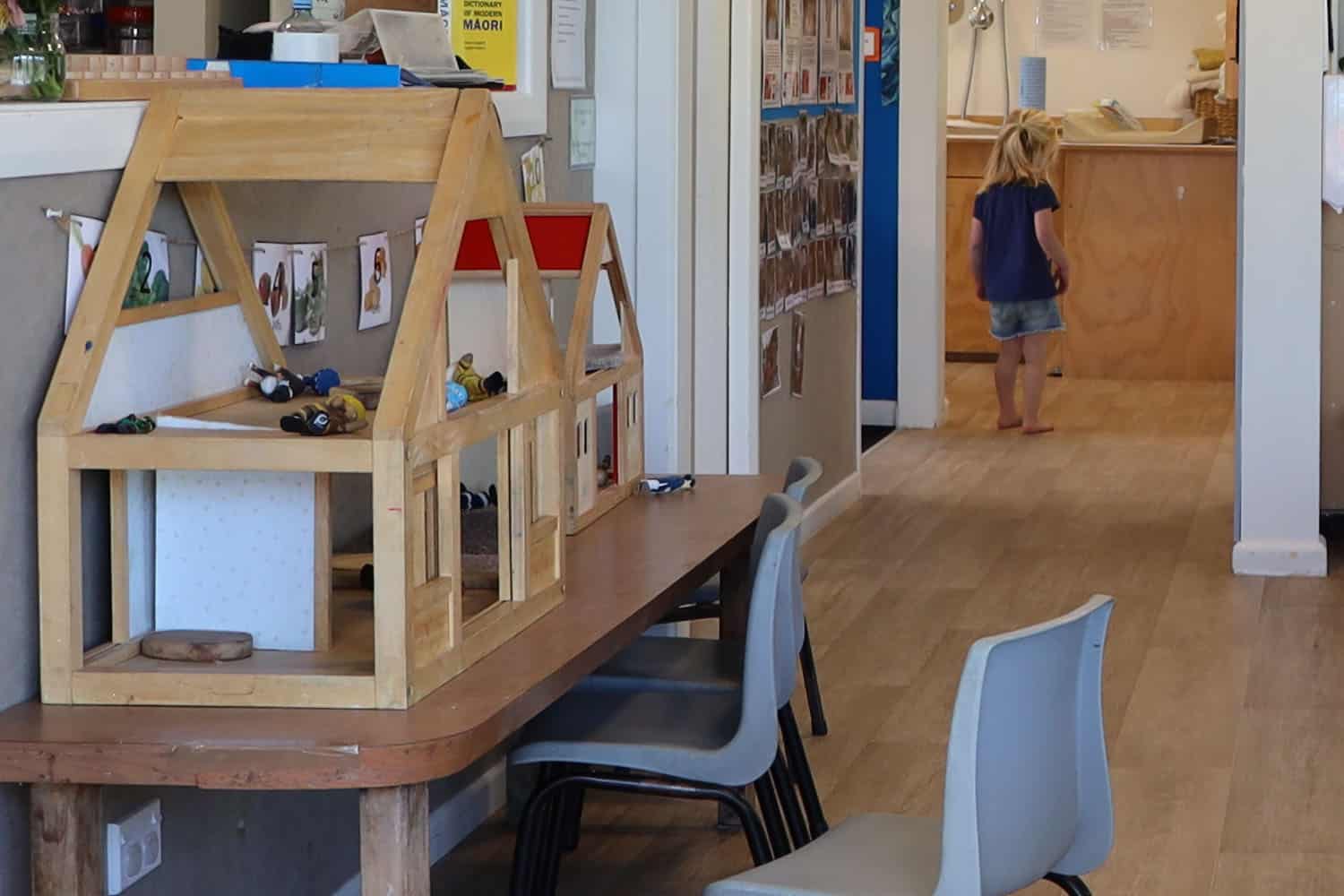 View of inside a preschool playroom, NZ.