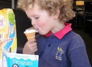 reading with ice cream