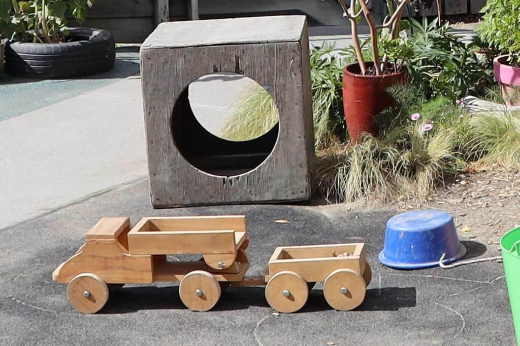 toy truck and playcentre play toys outside playground